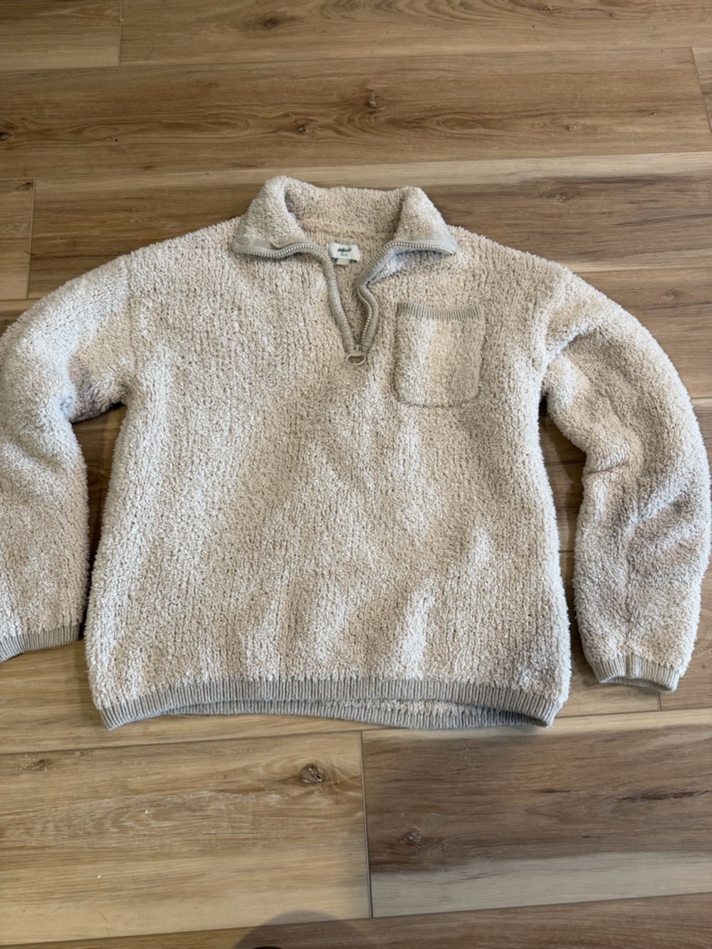 aerie Cream Sherpa Zip Pullover - Picture 2 of 10